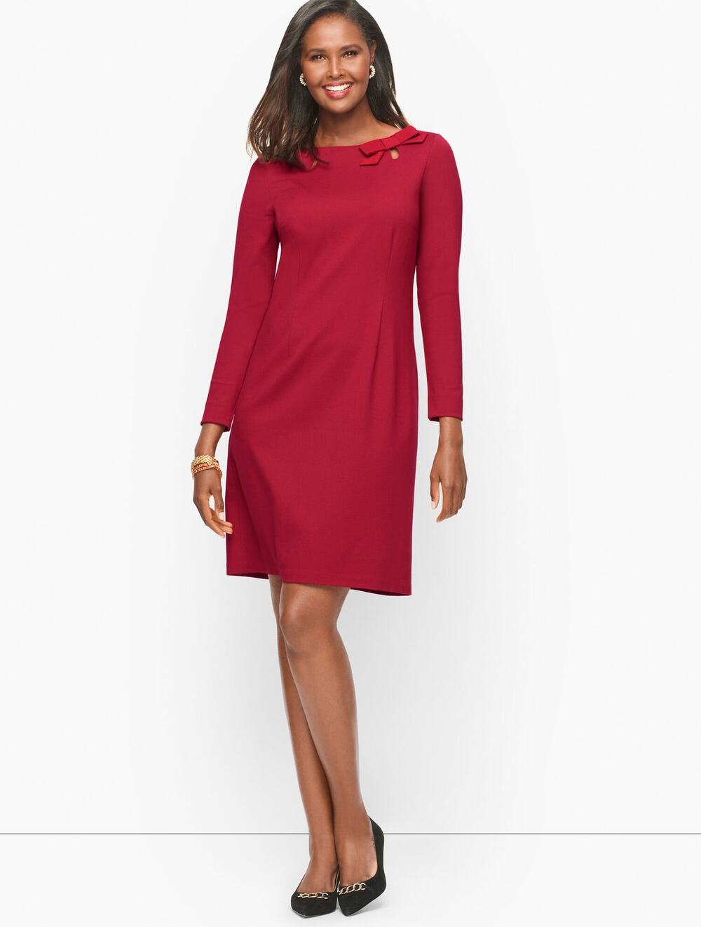 Talbots Bow Tie Long Sleeve Shift Dress Size 16W NWT